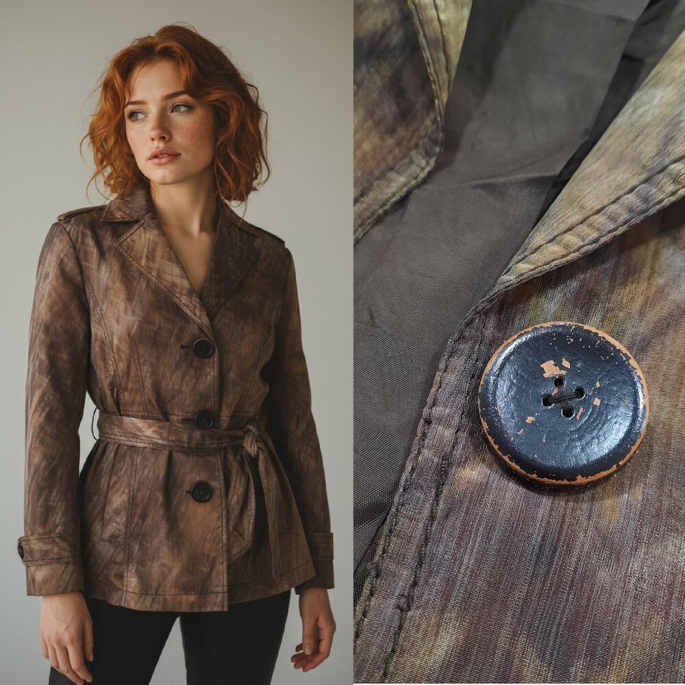 Bronze trench coat w/ wood buttons - Think Tank brand